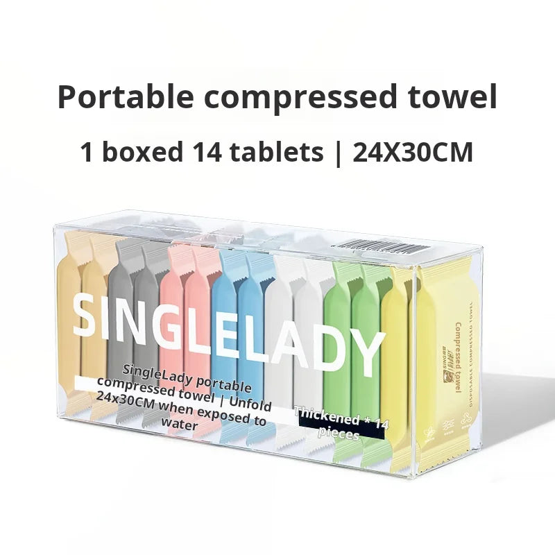 14pcs/box Disposable Washcloth Portable Travel Towel Thickened Compressed Face Cleansing Beauty Square Towel