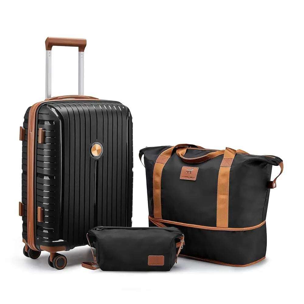 PP Hard Shell Lightweight Durable Luggage Sets, Travel Suitcase with Duffel Bag and Toiletry Bag, TSA Lock, Spinner Wheels