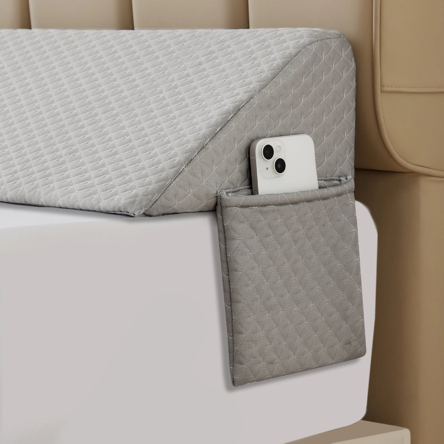 Machine Washable Wedge Pillow Headboard Cushion with Removable Cover - Woven Polyester & Polyurethane Foam Filler, Jacquard Craf