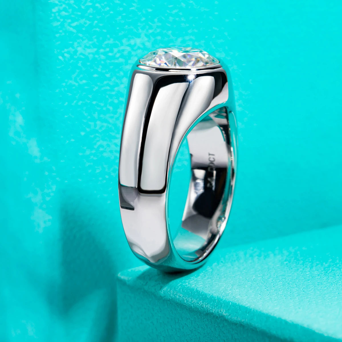 AnuJewel 4ct D Color Moissanite Men Rings 18K Gold Plated Silver Engagement Bezel Rings For Men Factory Jewelry Wholesale