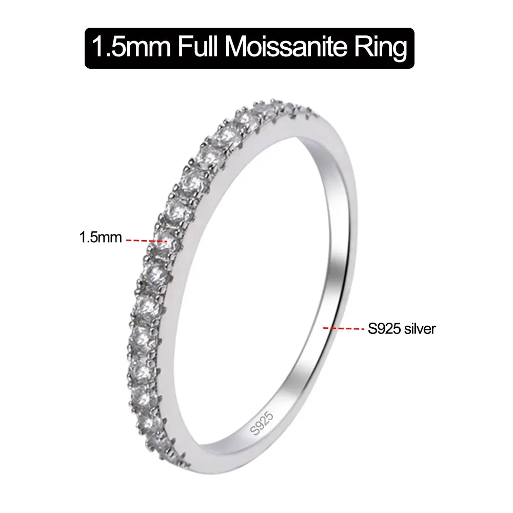 Serenity 1.8cttw Real D Color Moissanite Row Rings For Women S925 Silver Bands Plated 18k Sparkling Wedding Rings Fine Jewelry