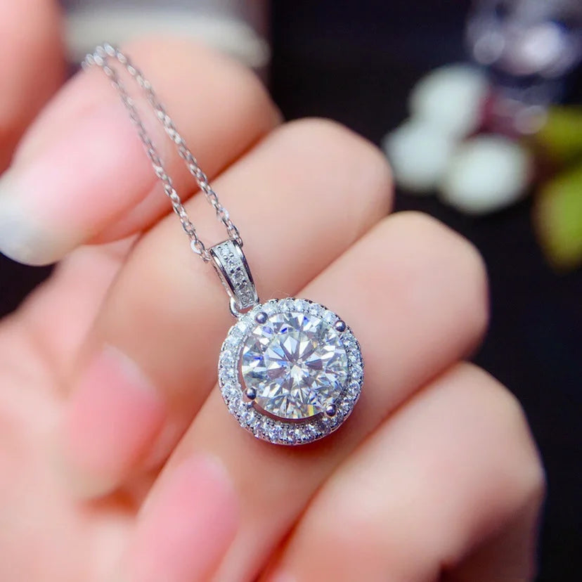 Solitaire 3ct Lab Moissanite Diamond Pendant Real 925 Sterling Silver Charm Party Wedding Pendants Necklace For Women Jewelry
