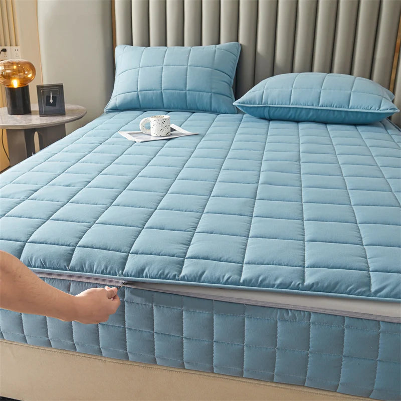 Six Sides All Inclusive Mattress Cover with Zipper Thicken Fitted Sheet Quilted Mattress Protector Pad Couple Customized Size