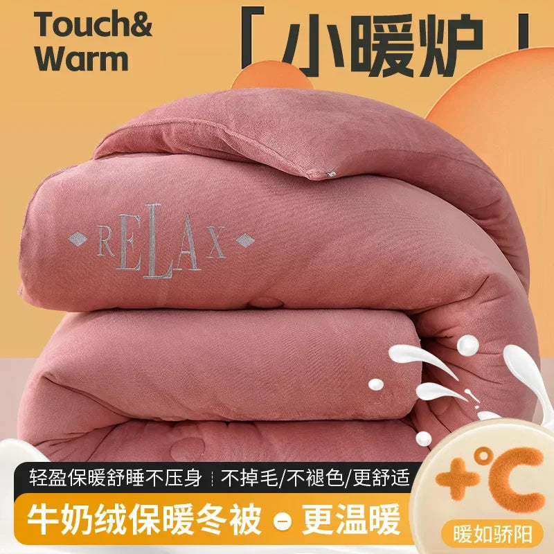 Thicken Lamb Double-faced Velvet Quilt Wool Super Warm Winter Comforter Students Dormitory Luxury Blanket Soft Quilt Duvets