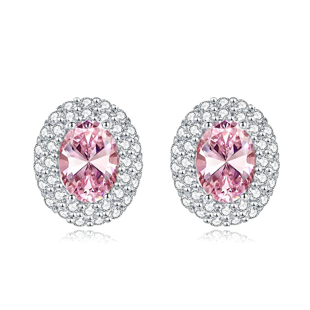 Wong Rain Solid 925 Sterling Silver Oval Cut 5*7MM Lab Sapphire Citrine Aquamarine Gem Ear Studs Earrings Fine Jewelry Wholesale