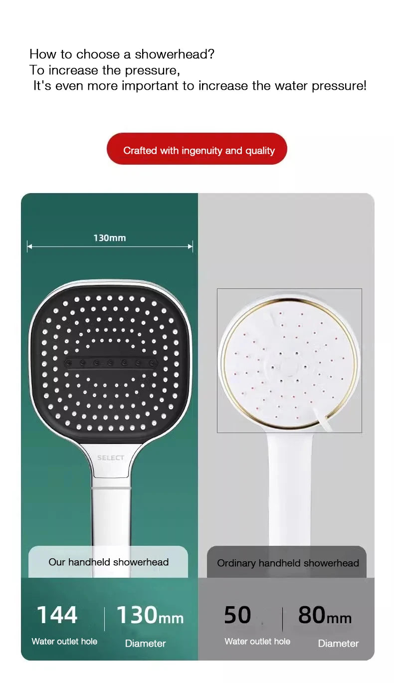 13cm Large Panel Nozzle 3 Modes Shower Shower Head High Pressure Water Massage Shower Head With Filter Element Sets