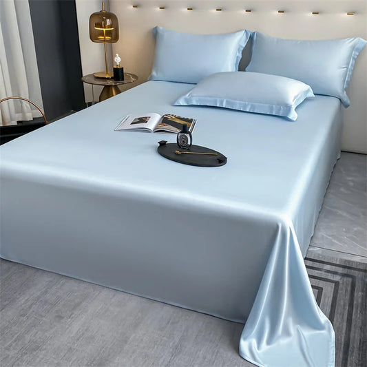 100% Bamboo Bed Sheet Flat Bed Sheets Luxury Flat Sheet Solid Color Single/Double/King/Queen Size Bed Linens Summer Cooling 2024