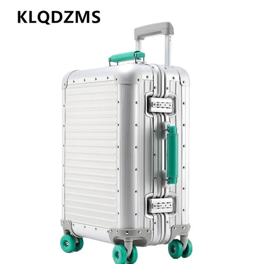 KLQDZMS Travel Luggage All Aluminum Magnesium Alloy Boarding Box Men's Business Trolley Case 20"24 Inch Rolling Suitcase