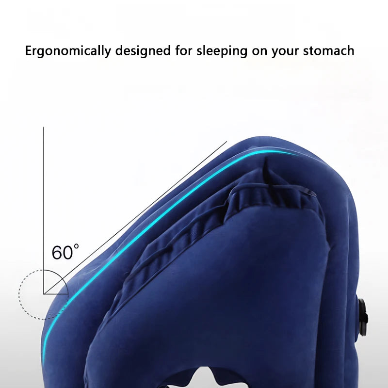Pattern Inflatable Travel Pillow Portable Chin Support Neck Pillow for Airplane Car Bus Train Office Nap Rest Support Pillow