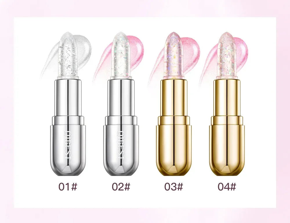 Soft Jelly Lipstick Color Changing Glossy Hydrating Moisturizing Glitter Lip Stick Sparkling Sequins Turning Red Shade Lip Balm
