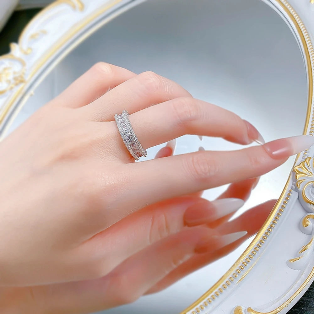 Wong Rain Solid 925 Sterling Silver Lab Sapphire High Carbon Diamond Gemstone Wedding Party Row Rings Fine Jewelry Band Gifts