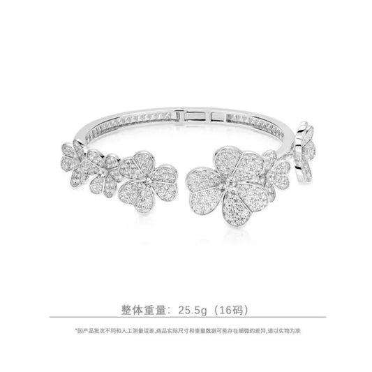 ZOCA High Quality 925 Sterling Silver Luxury Jewelry Romantic Flower Beautifully Designed Bangle Party Accessory