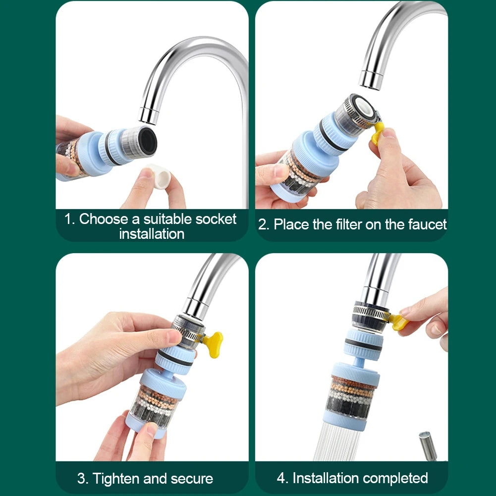 6 Layers Tap Purifier Universal 360 Degree Rotation Water Saving Bubbler Splash Nozzle Mixer Bubbler for Home Kitchen Bathroom
