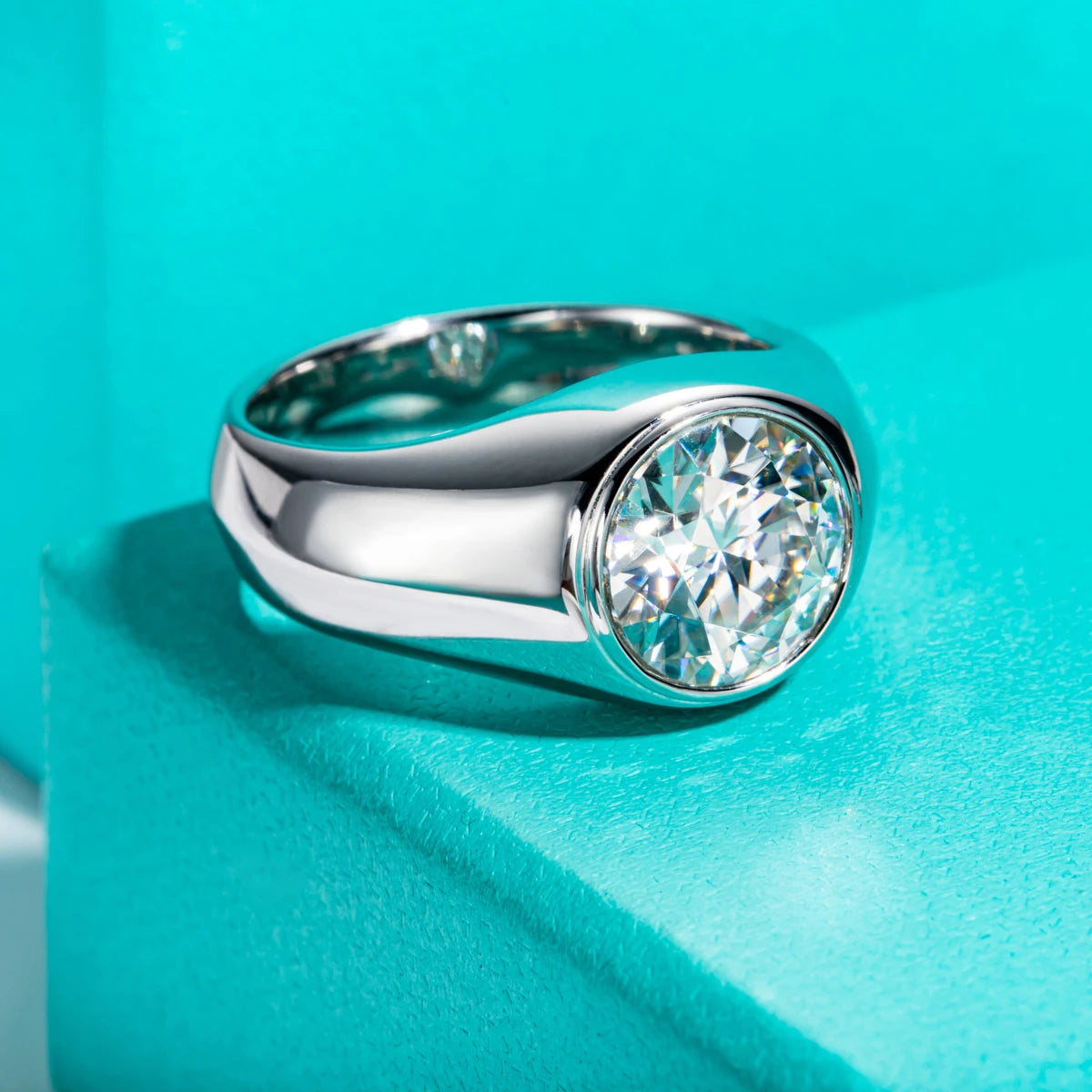 AnuJewel 4ct D Color Moissanite Men Rings 18K Gold Plated Silver Engagement Bezel Rings For Men Factory Jewelry Wholesale