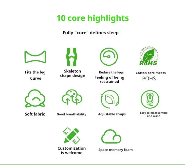 Orthopedic Slow Rebound Memory Cotton Clamp Leg Pillow Maternity Foot Pillow Strap Adjustable Side Sleeping Knee Leg Pillow