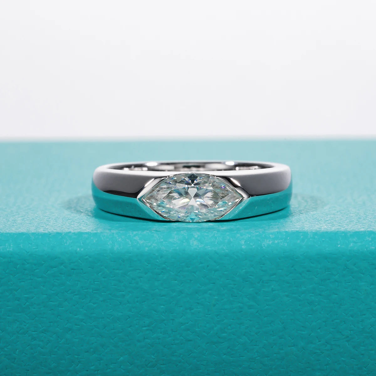 AnuJewel 1ct Marquise Cut D Color Moissanite Diamond Engagement Men Ring Silver Wedding Ring For Women Customized Jewelry