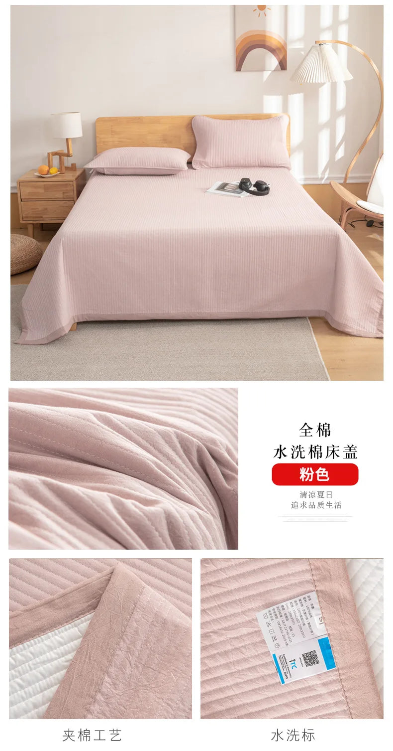 2024 new Class A cotton washed cotton antibacterial padded cotton bed cover thickened sheets breathable and comfortable