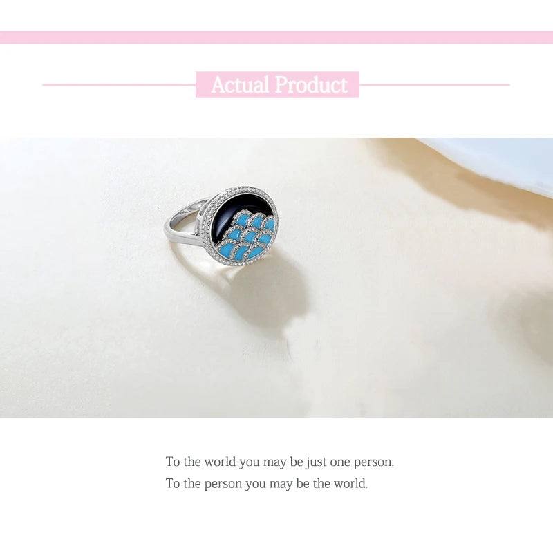 LAYA 925 Sterling Silver Ring Blue Decoration Finger Rings High Quality Zircon Handmade Enamel for Women 2025 Trend Jewelry