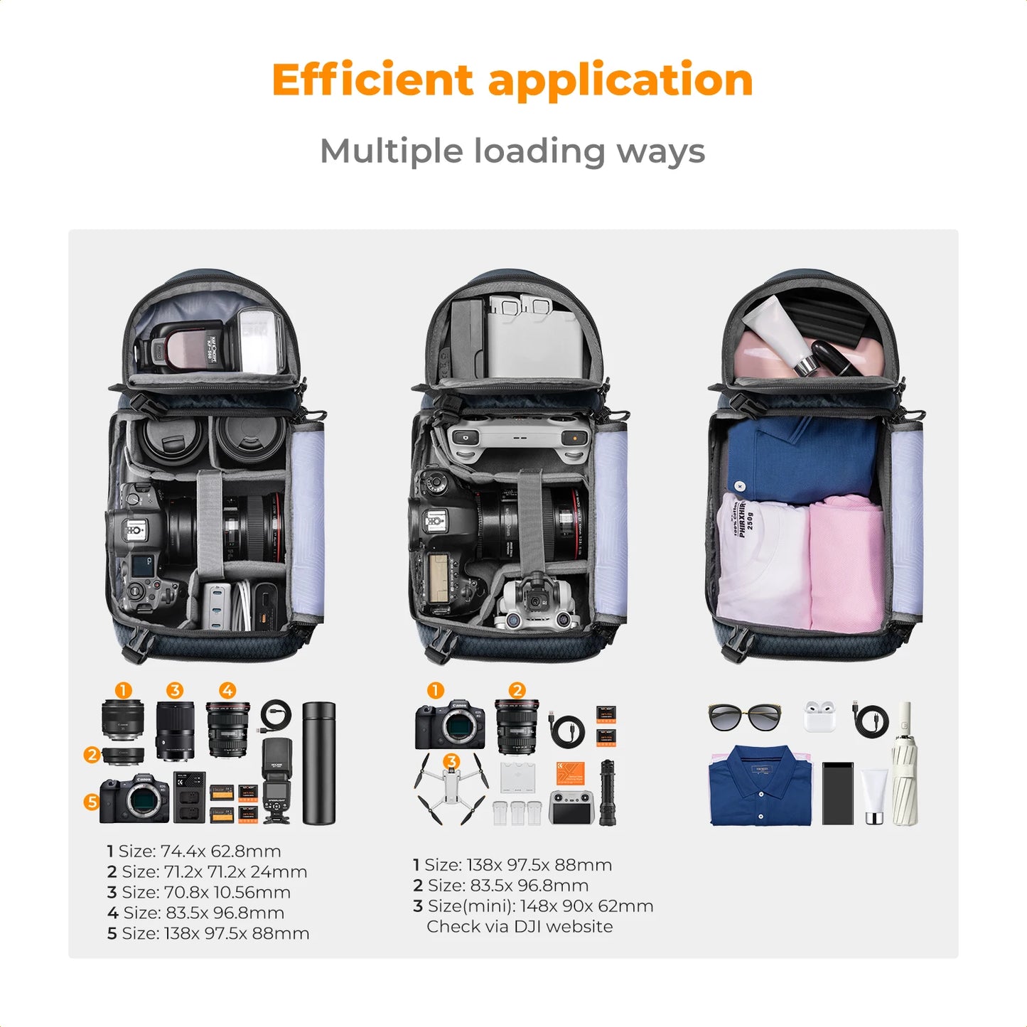 K&F Concept Camera bag Photography Backpack 10L Waterproof Camera Sling Backpack DSLR/SLR Camera Case Sony Fuji Photography Bags