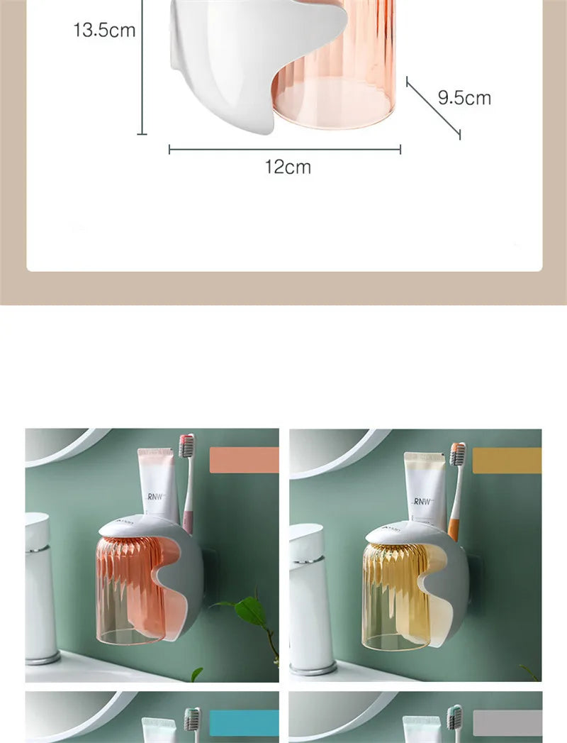 Cartoon Toothpaste Dispenser Automatic Toothpaste Squeezer New Wall-Mount Holder Toothbrush Rack Bathroom Washroom Accessories