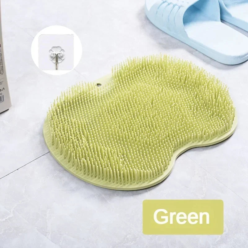 Silicone Rub Back Brush Bathroom Non-slip Wash Foot Pad Massage Shower Mat with Sucker Bath Massage Foot Exfoliating Brush Pad