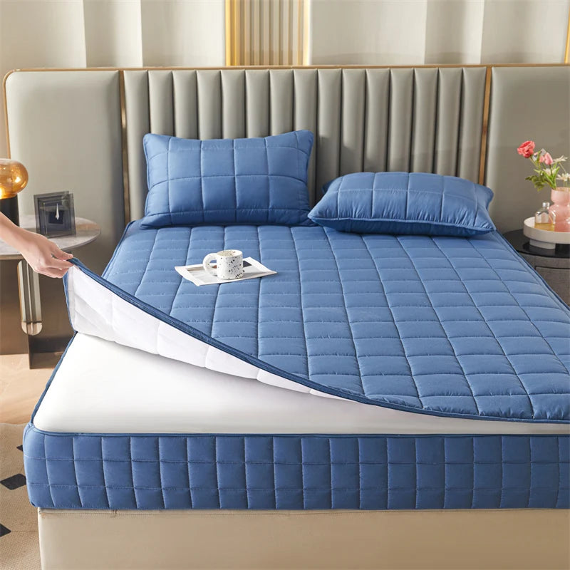 Six Sides All Inclusive Mattress Cover with Zipper Thicken Fitted Sheet Quilted Mattress Protector Pad Couple Customized Size