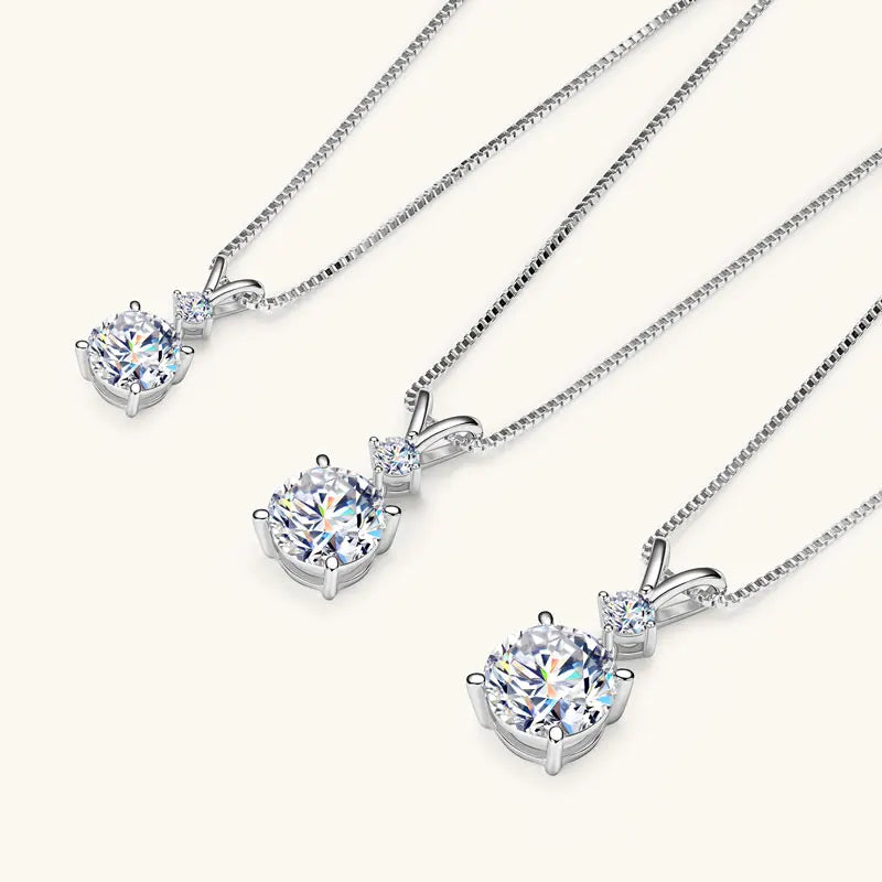 IOGOU 6.5mm/8mm/9mm D VVS1 All Moissanite Diamond Round Pendant Necklace for Women Engagement Luxury Sterling Silver 925 Jewelry