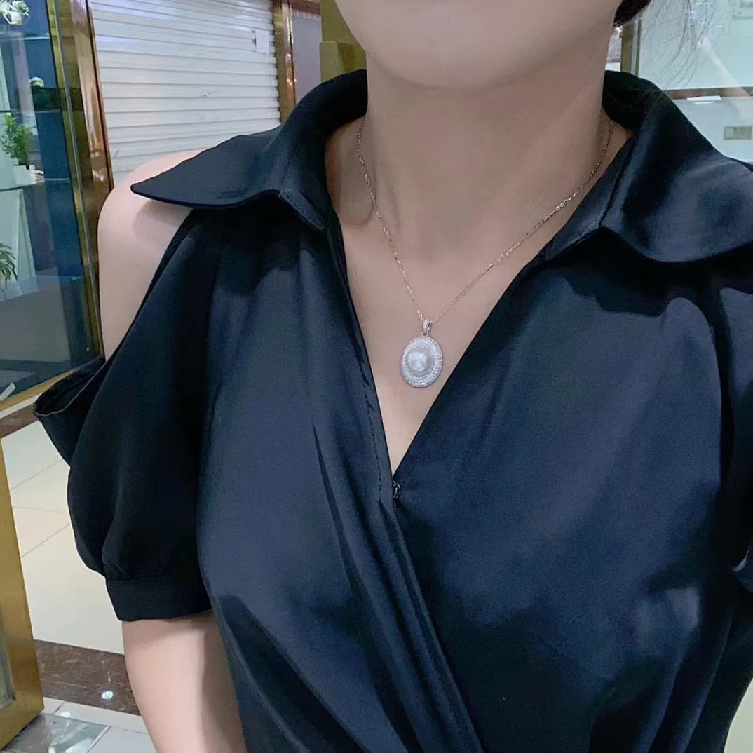 Fine 11-12mm Natural Sea Genuine Pearl Pendants Design Free Shipping for Women Wedding Jewelry 925 Sterling Silver