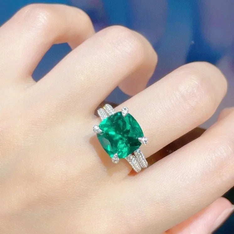 WUIHA 100% 925 Sterling Silver Lab Sapphire Emerald High Carbon Diamonds Gemstone Wedding Engagement Cocktail Ring Fine Jewelry