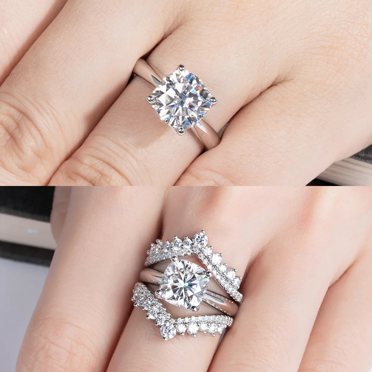 AnuJewel 3.5ct D Color Cushion Cut Moissanite Engagement Wedding Ring 925 Sterling Silver Rings For Women Jewelry Wholesale