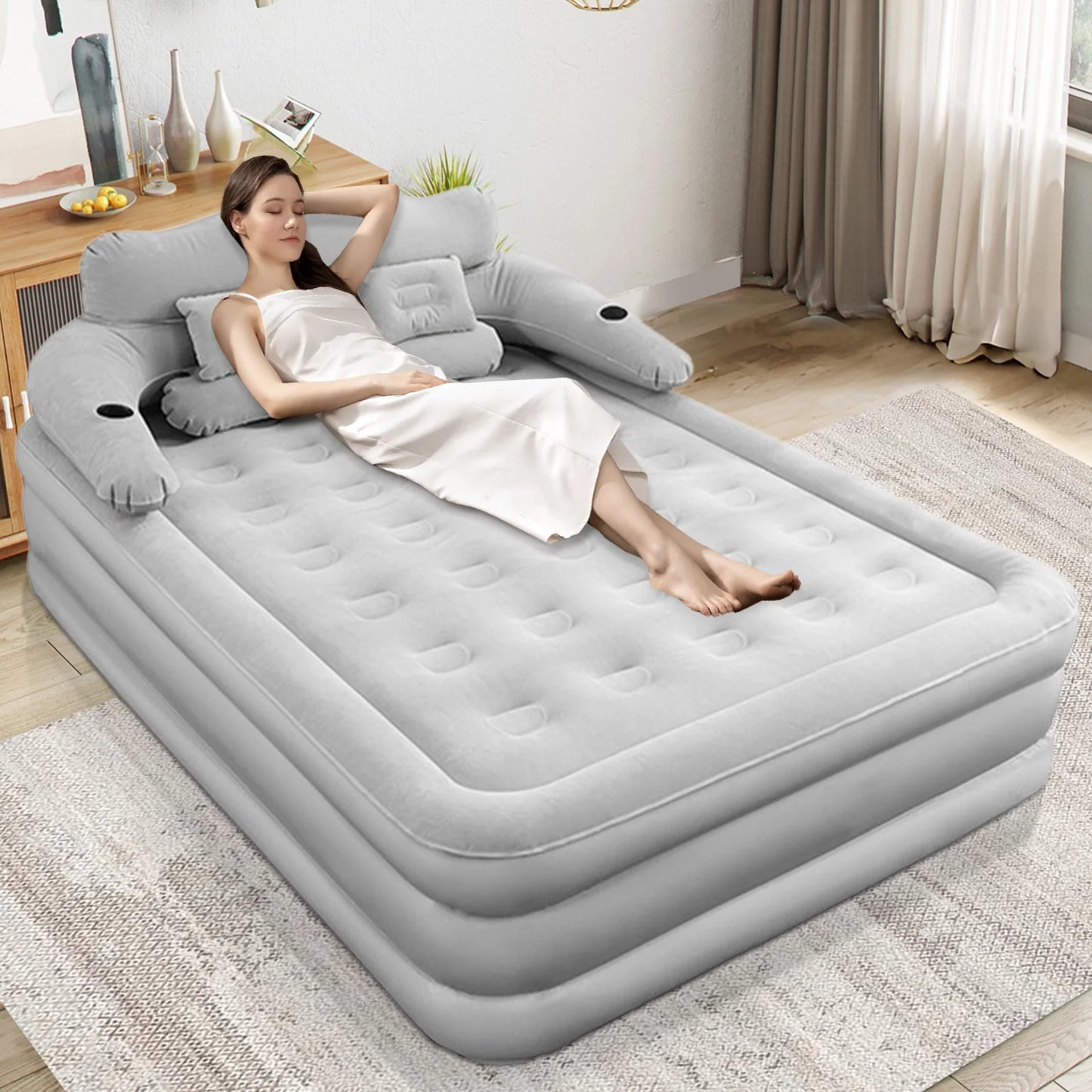 2 Person Automatic Inflatable Mattress For Home Outdoor Camping Rest Sleeping Bed Car Air Cushion Portable Folding Lazy Sofa Mat