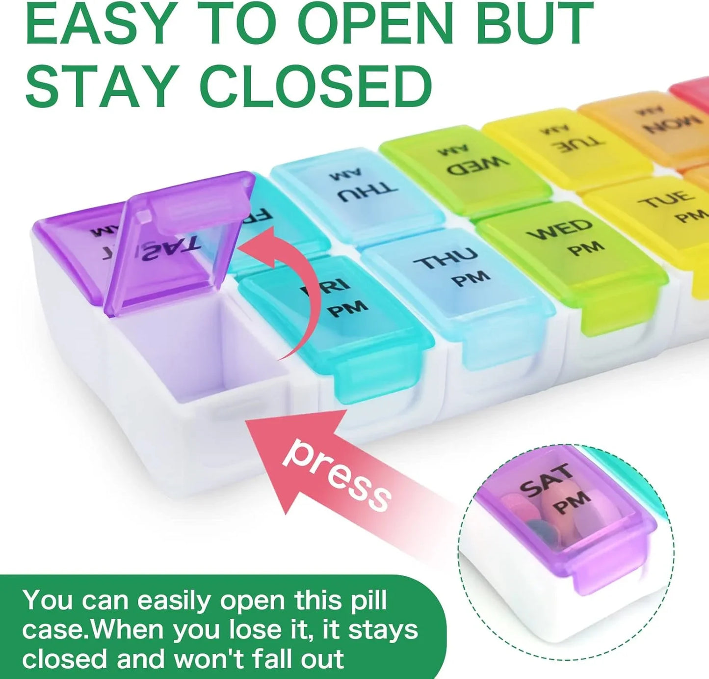 Weekly Portable Travel Pill Cases Box 7 Days Organizer 14 Grids Pills Container Storage Tablets Drug Vitamins Medicine Fish Oils