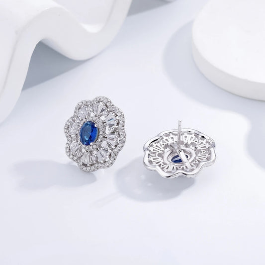 Vinregem 5*7MM Oval Cut Sapphire High Carbon Diamond Gems Romantic Ear Studs Earrings 925 Sterling Silver Fine Jewelry Wholesale