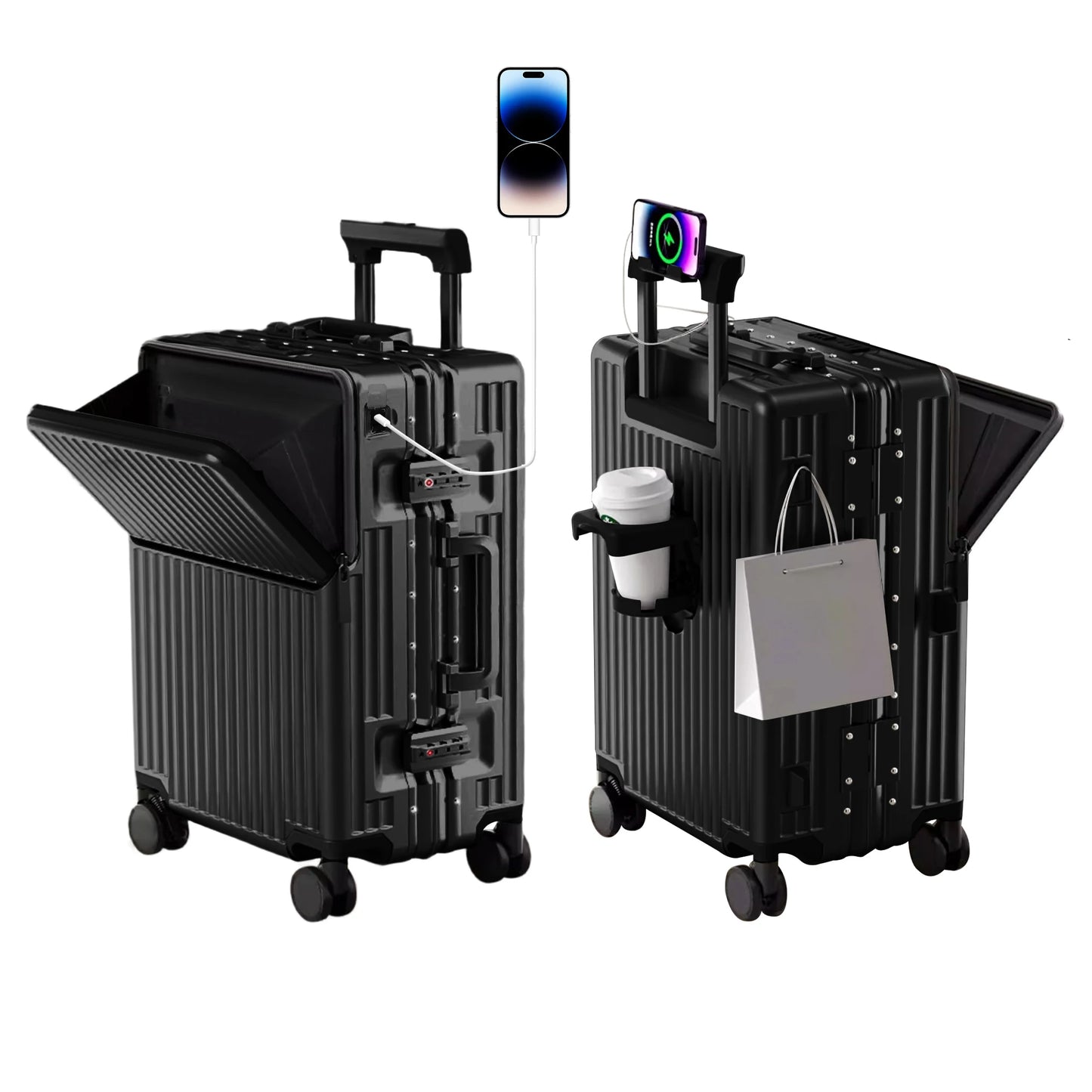 AIWEINY 2025Hard Shell Luggage 20 Inch Travel Luggage, Carry-On Luggage Spinner TSA with Lid, PC+ABS Aluminum Frame 20'' - 26''