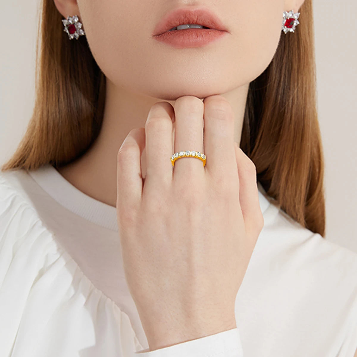 Trend 585 14K 10K Gold Bubble Ring For Women Moissanite Wedding Band Eternity Ring 7 Stone Engagement Jewelry With Certificate M