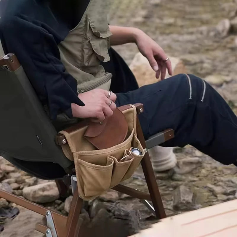Camping Chair Armrest Storage Bag Canvas Folding Chair Organizer Side Pocket Pouch Bag For Outdoor Camping Picnic Fishing Bag