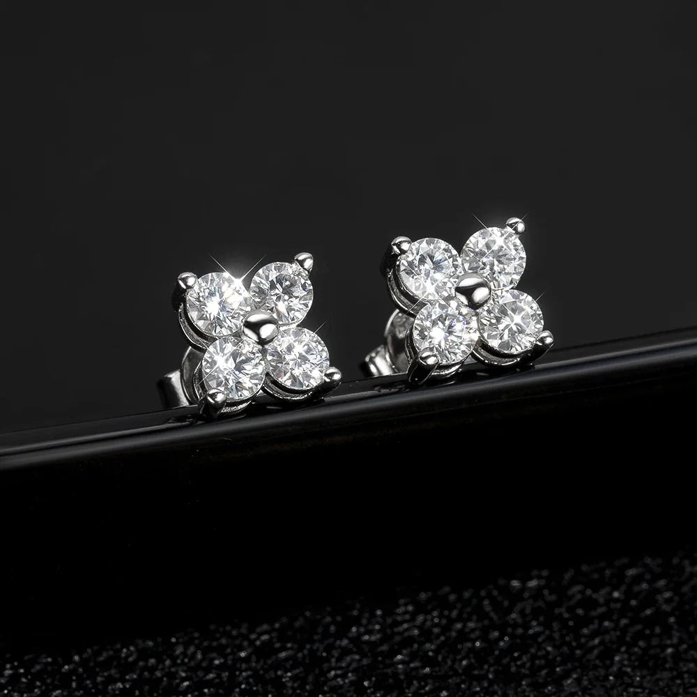 3mm 4-Stone Moissanite Jewelry Set for Women D Color Lab Diamond Stud Earrings Pandant Necklace with Gra Certificates 925 Silver