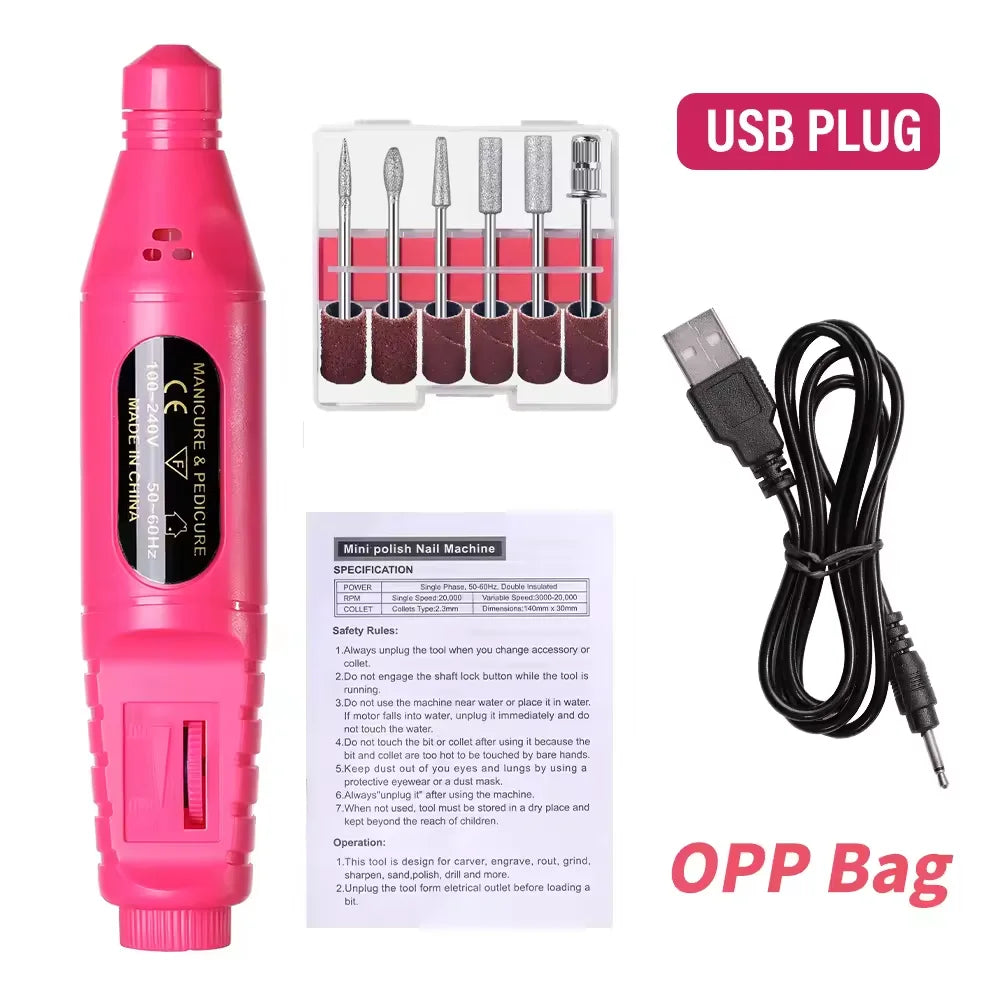6 In 1 Electric Nail Drills Kit Remove Polisher Manicure Portable Nail File Nail Drill Equipment Pen Tools Machine