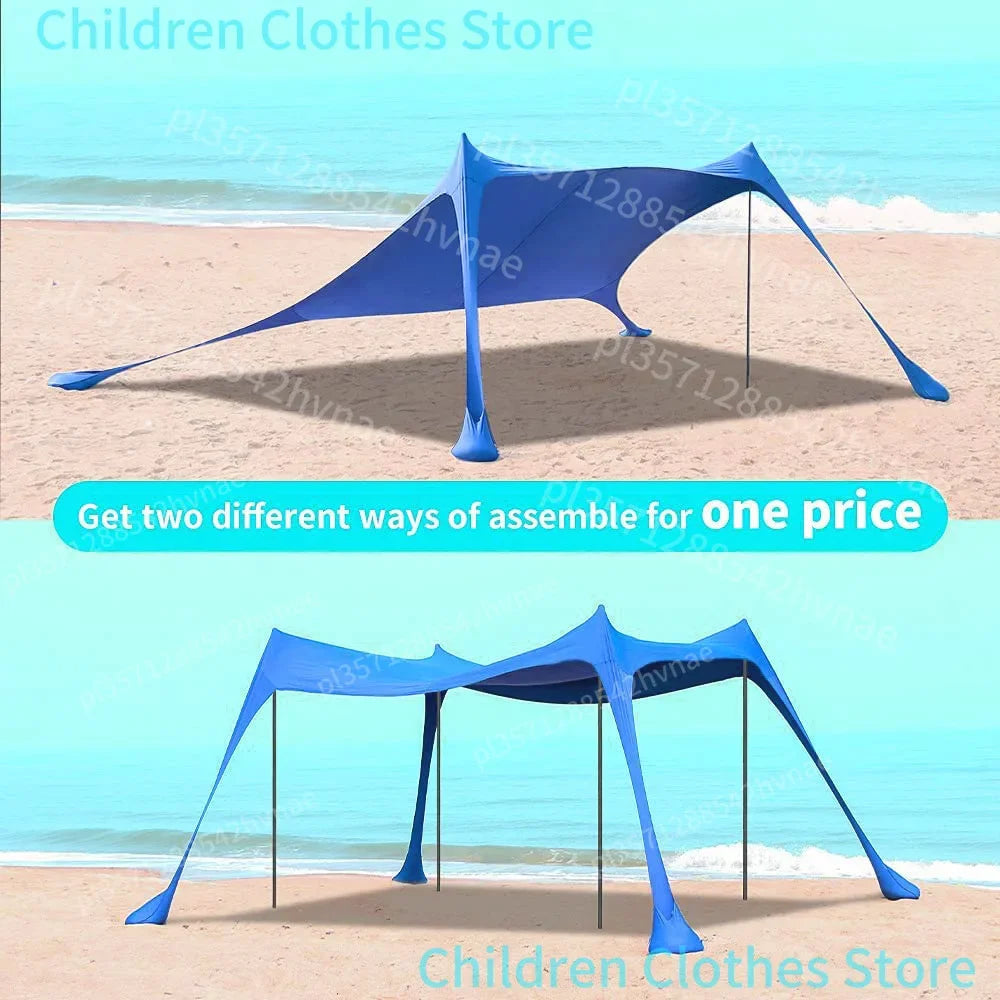 Outdoor Beach Tent Portable Camping Sun Shelter UPF50+ Family Seaside Travel Tent Outdoor Windproof One-piece Beach Canopy