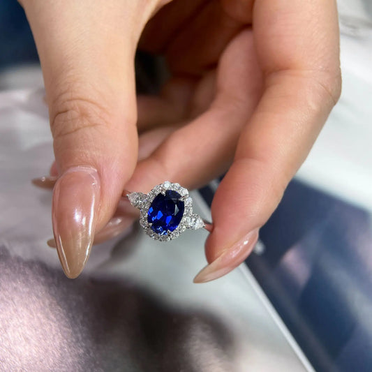 WUIHA Vintage 100% 925 Sterling Silver 2 CT Lab Sapphire High Carbon Diamonds Gemstone Wedding Engagement Ring Fine Jewelry