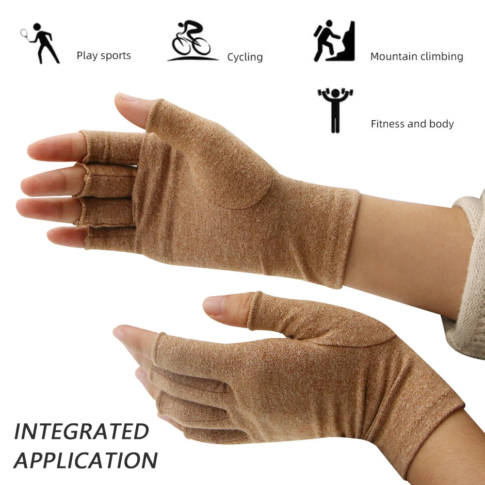 1 Pair Compression Arthritis Gloves Premium Arthritic Joint Pain Relief Hand Gloves Therapy Open Fingers Compression Gloves