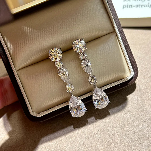 COSYA S925 Silver 8*12mm High Carbon Diamond Earrings For Women Drop Pendant Earrings Luxury Fine Sparkling Shinny Jewelry Gift