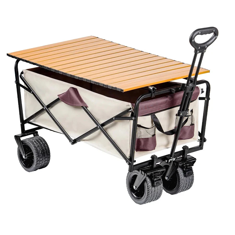 Big Tank Wheels Beach Wagon for Sand 500lbs Large Capacity Foldable Cart Garden Outdoor Picnic Collapse Shopping Trolleys Cart