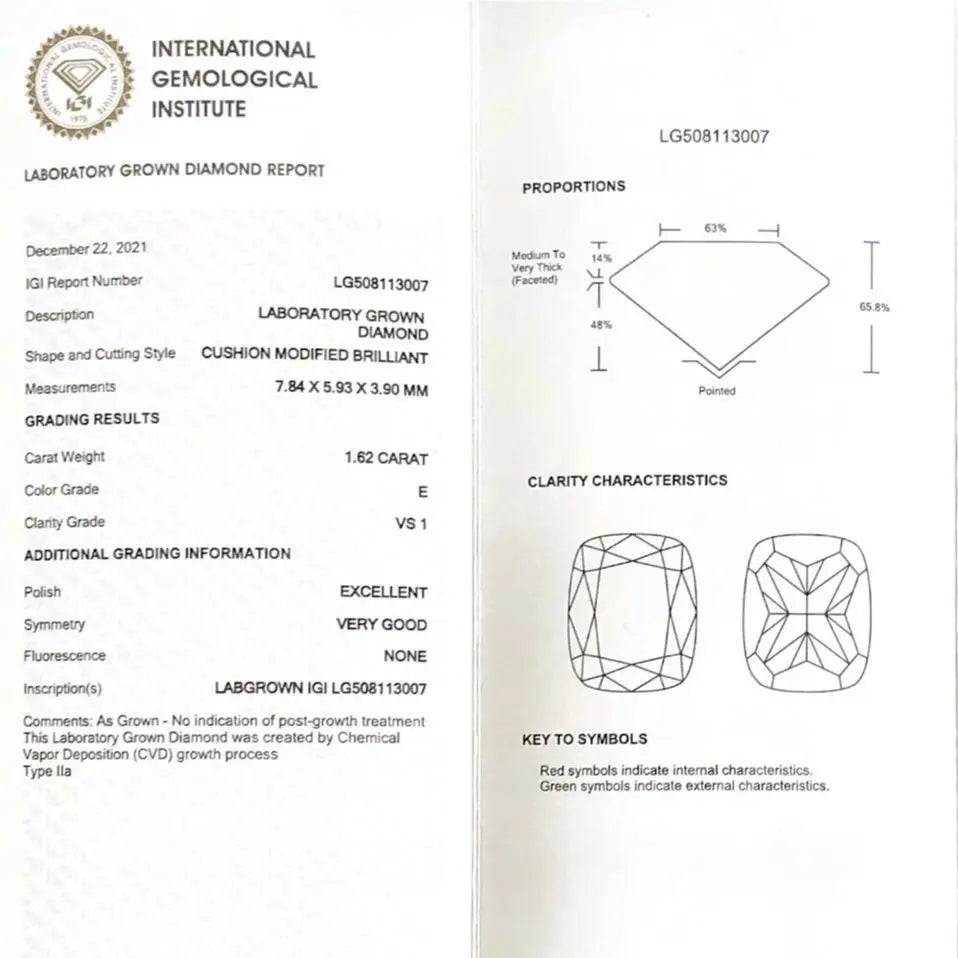 Diamanti Lab Grown Taglio Cuscino con Certificato IGI