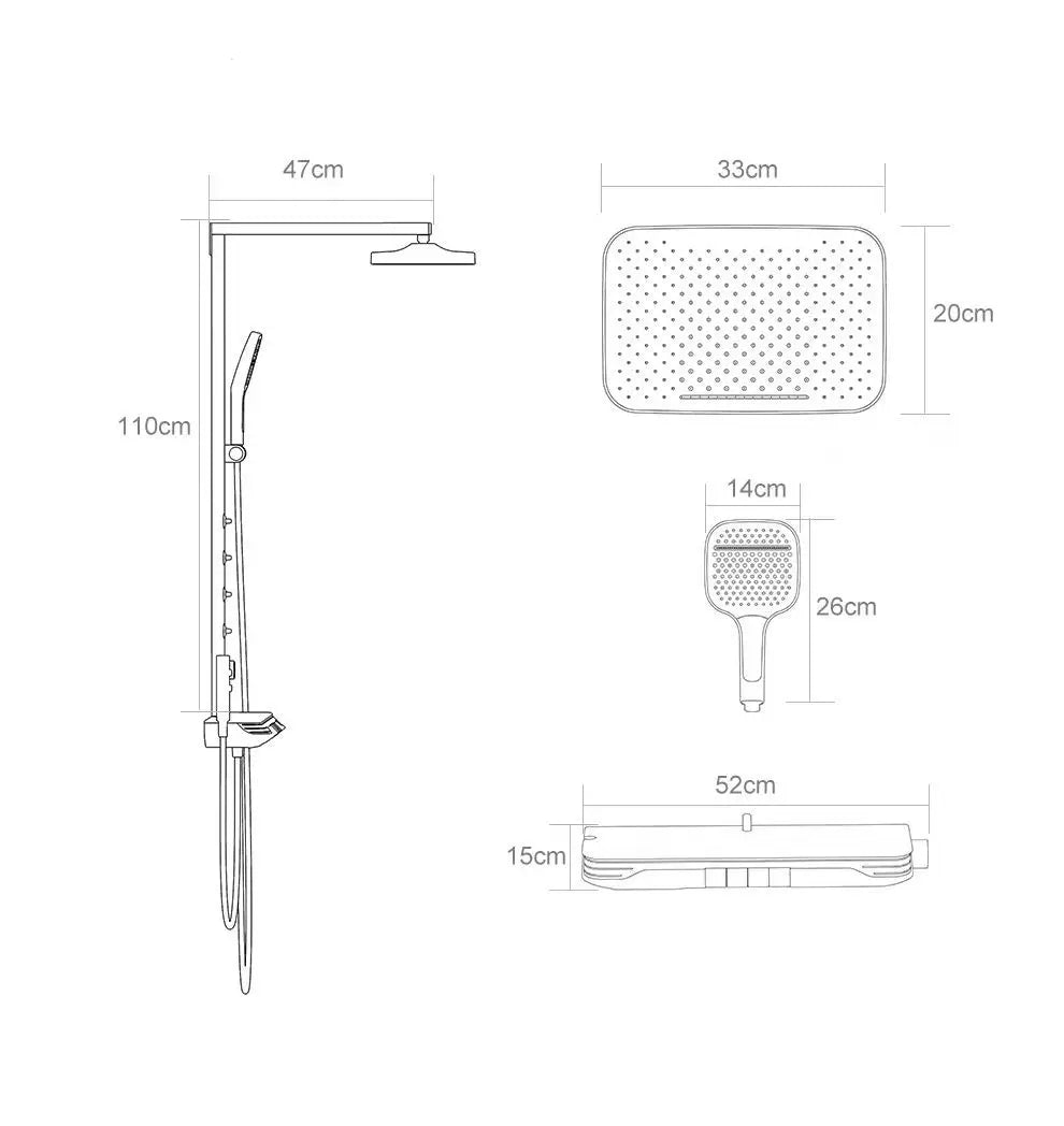 Digital Display Piano Key Waist Spray Shower Set Grey Shower System Set Bathroom Bath Booster Sprayer