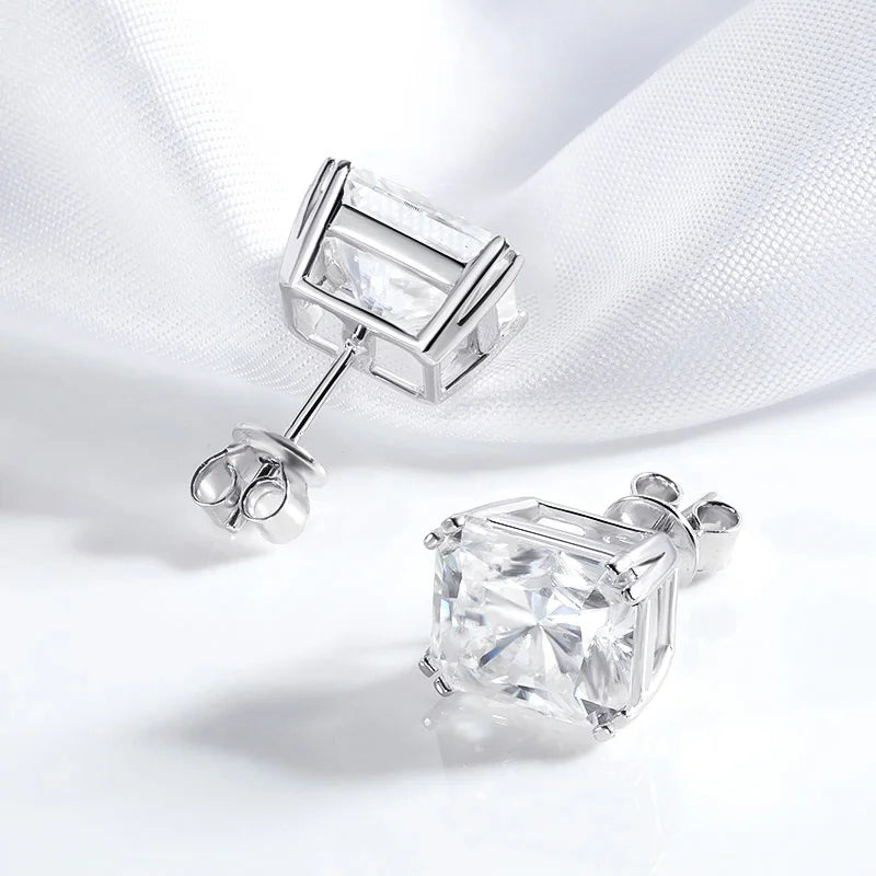 Smyoue 1CT 2CT 4CT Emerald/Radiant Cut Moissanite Stud Earrings for Women D Color Luxury Lab Diamond 925 Sterling Silver Jewelry