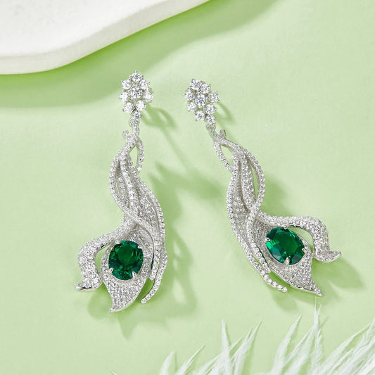 Wong Rain Elegant 925 Sterling Silver 5CT Sapphire Ruby Emerald High Carbon Diamond Gemstone Drop Earrings Ear Stud Fine Jewelry