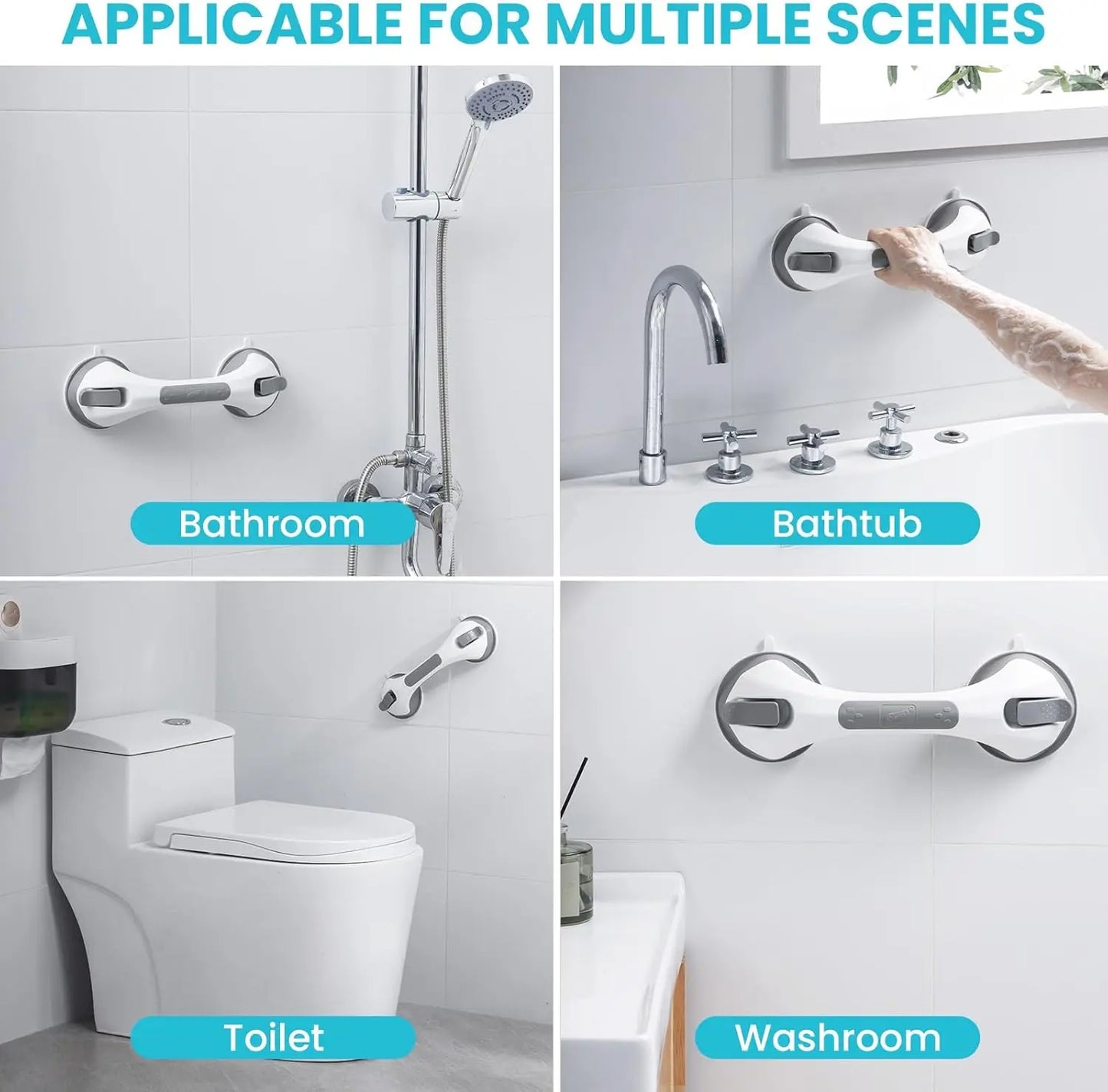 TAILI 1/2pcs Shower Grab Bars for Seniors Suction Cup 12 inch Grab Bars for Shower and Bathroom, Safety Handle for Children