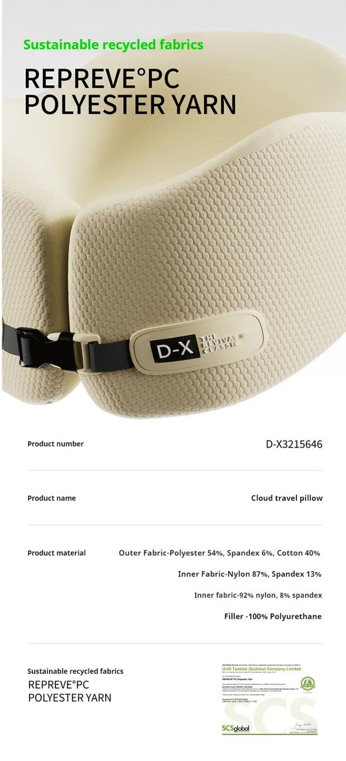 Travel Pillow U-Shape Pure Memory Foam Neck Pillow For Airplane Office Nap Cervical Pillows Flight Sleeping Head Neck Support