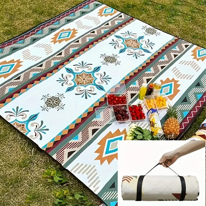 Outdoor camping picnic blanket, suitable for camping, barbecues, hiking and traveling. Portable beach mat, hand wash only.